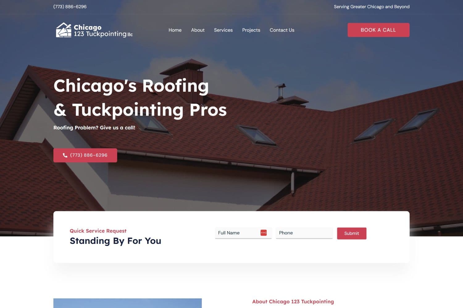Chicago 123 Tuckpointing website screenshot