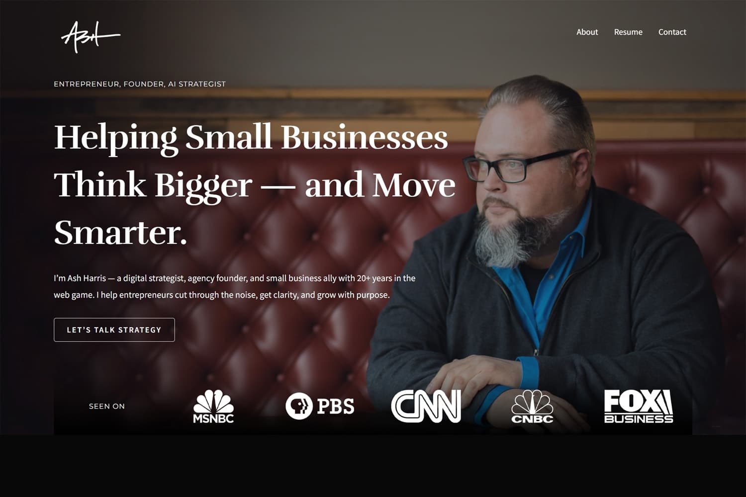 Ash Harris website screenshot